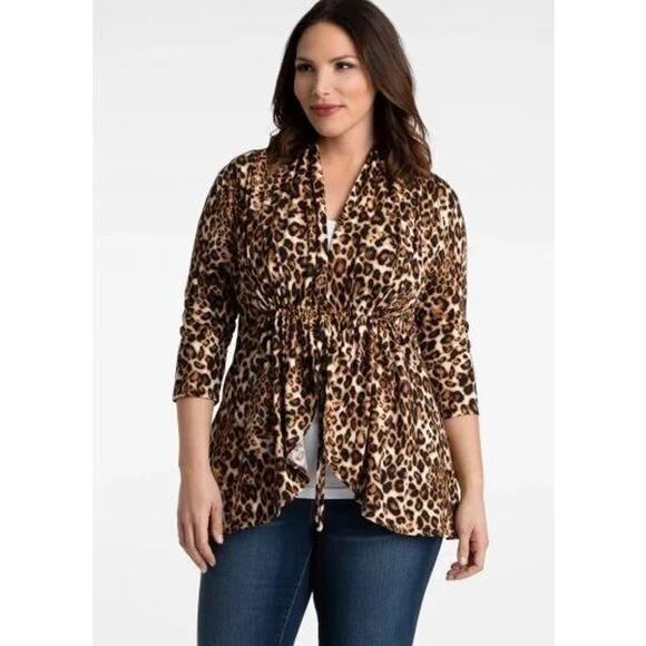 Kiyonna Tops - Kiyonna Cardigan Jacket Top 1X Lori Bellini Animal Print Tie Front MOB Wife